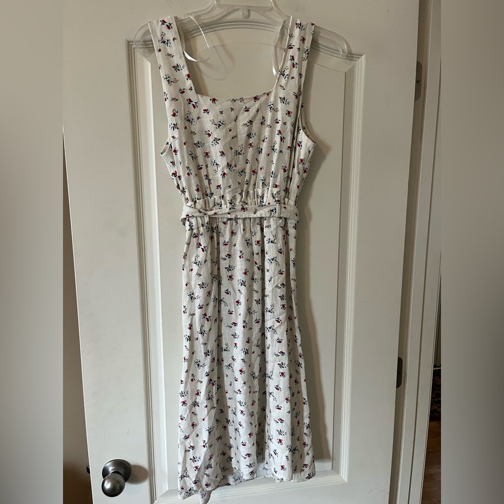 Monteau Rayon/Linen Blend Floral off-White Sleeveless Dress Juniors Size Large - Picture 7 of 15